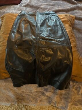 H&M Black Faux Leather Panel Pencil Skirt